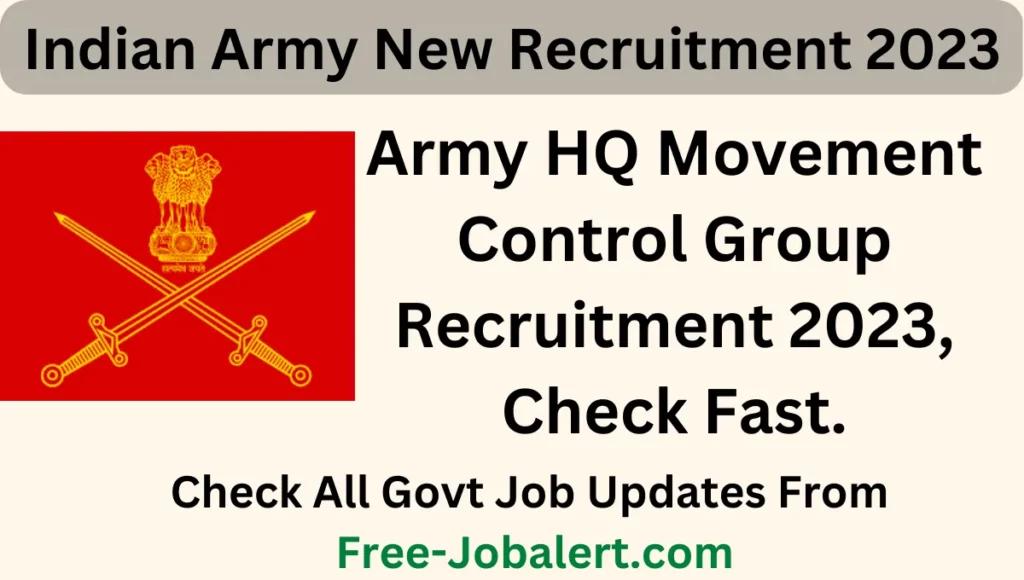 Army HQ Movement Control Group Recruitment 2023