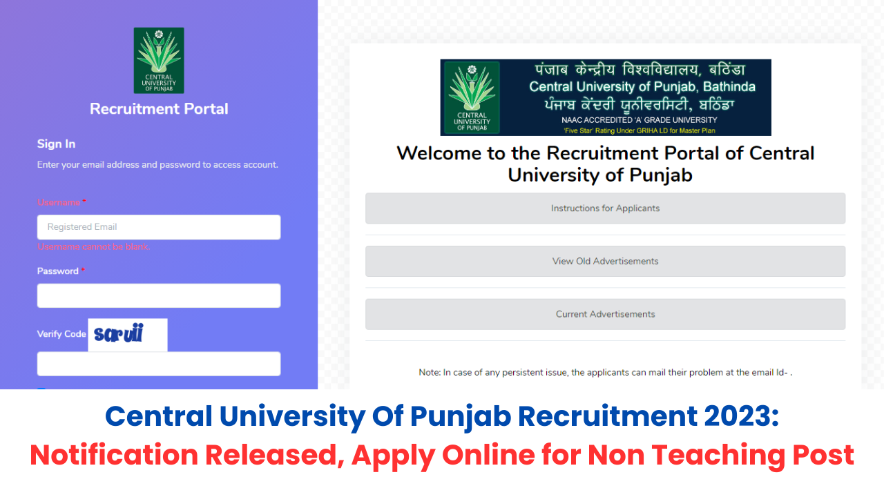 Central University Of Punjab Recruitment 2023