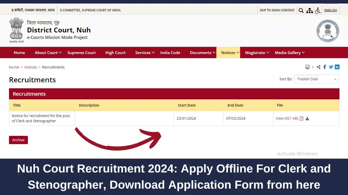 Nuh Court Recruitment 2024